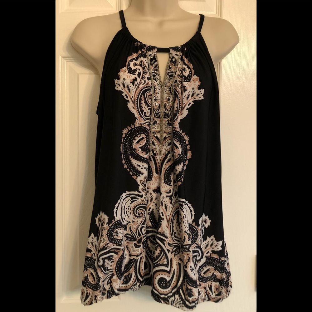 International Concepts INC ladies size Large jewel embellished halter top.
